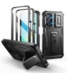 Dexnor for Samsung Galaxy A16-5G Phone Case, [2 Front Frame] [Built-in Magnetic Slide Camera Cover & Kickstand] Heavy Duty Protection Shockproof Case with Screen Protector, 6.7 inch Black