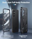 FNTCASE for Samsung Galaxy S24-FE Case: Military Grade Drop Proof Protection Mobile Cover with Kickstand | Matte Textured Rugged Shockproof TPU | Protective Sturdy Phone Case Black