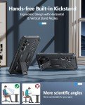 FNTCASE for Samsung Galaxy S24-FE Case: Military Grade Drop Proof Protection Mobile Cover with Kickstand | Matte Textured Rugged Shockproof TPU | Protective Sturdy Phone Case Black