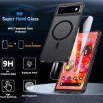 Cum2giff Upgraded Magnetic Shockproof Case for Google Pixel 6 with Screen Protector, [Compatible with MagSafe],12FT Military Grade Drop Protection Slim Translucent Matte Anti-Dirty Phone Cover,Black