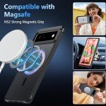 Cum2giff Upgraded Magnetic Shockproof Case for Google Pixel 6 with Screen Protector, [Compatible with MagSafe],12FT Military Grade Drop Protection Slim Translucent Matte Anti-Dirty Phone Cover,Black