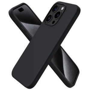 ORNARTO Compatible with iPhone 15 Pro Case 6.1", Liquid Silicone 3 Layers Full Covered Soft Gel Rubber Cover, Shockproof Protective Slim Phone Case with Anti-Scratch Microfiber Lining-Black