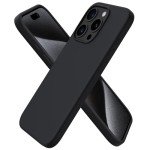 ORNARTO Compatible with iPhone 15 Pro Case 6.1", Liquid Silicone 3 Layers Full Covered Soft Gel Rubber Cover, Shockproof Protective Slim Phone Case with Anti-Scratch Microfiber Lining-Black