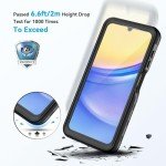 Lanhiem for Samsung Galaxy A15 5G Phone Case, IP68 Waterproof Dustproof Cover with Screen Protector, Heavy Duty Full Body Protective Case for Samsung Galaxy A15 5G, Black/Clear