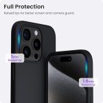 ORNARTO Compatible with iPhone 15 Pro Case 6.1", Liquid Silicone 3 Layers Full Covered Soft Gel Rubber Cover, Shockproof Protective Slim Phone Case with Anti-Scratch Microfiber Lining-Black