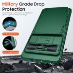 CENMASO for Google Pixel 9 Pro Case/Pixel 9 Case with Card Holder (4 Cards) & Sliding Camera Cover & Kickstand【RFID Blocking】 Full-Body Shockproof Wallet Phone Case for Pixel 9/9 Pro-Green