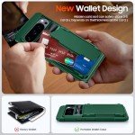 CENMASO for Google Pixel 9 Pro Case/Pixel 9 Case with Card Holder (4 Cards) & Sliding Camera Cover & Kickstand【RFID Blocking】 Full-Body Shockproof Wallet Phone Case for Pixel 9/9 Pro-Green