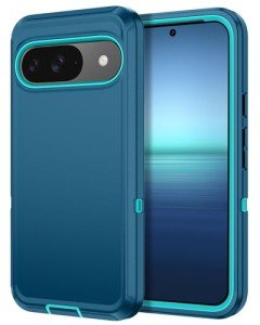 I-HONVA for Google Pixel 9 Case,Google Pixel 9 Pro Case Shockproof Dust/Drop Proof 3-Layer Full Body Protection [Without Screen Protector] Rugged Heavy Duty Cover Case for Pixel 9/9 Pro,Turquoise