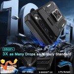 DEERLAMN Case for Google Pixel 9 Pro XL with Slide Camera Cover+Screen Protector(1 Pack), Rotated Ring Kickstand Military Grade Shockproof Protective Cover-Black