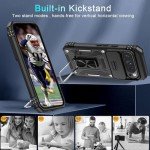 DEERLAMN Case for Google Pixel 9 Pro XL with Slide Camera Cover+Screen Protector(1 Pack), Rotated Ring Kickstand Military Grade Shockproof Protective Cover-Black