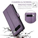 for Google Pixel 9 Pro XL 5G 6.8" Wallet Case with RFID Blocking Credit Card Holder, PU Leather Folio Flip Kickstand Protective Shockproof Cover Women Men for Pixel 9 Pro XL Phone case (Purple)