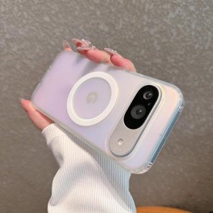 Magnetic for Google Pixel 9/9Pro Case Women, [Compatible with MagSafe], [Holographic Iridescent Color Changing Effect] Fashion Slim Cute and Unique Matt Protective Phone Cover for Pixel 9/9 Pro