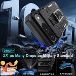 DEERLAMN Case for Google Pixel 9/9 Pro with Slide Camera Cover+Screen Protector(1 Pack), Rotated Ring Kickstand Military Grade Shockproof Protective Cover-Black