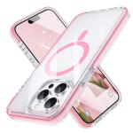 MILPROX Compatible with iPhone 15 Pro Max Case - with Screen Protector - Compatible with MagSafe - Magnetic Clear Trasparent Design - Non Yellowing Anti Slip - All PC Protective Phone Cover - Pink