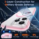 MILPROX Compatible with iPhone 15 Pro Max Case - with Screen Protector - Compatible with MagSafe - Magnetic Clear Trasparent Design - Non Yellowing Anti Slip - All PC Protective Phone Cover - Pink
