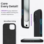 ORNARTO Compatible with iPhone 15 Case 6.1, Slim Liquid Silicone 3 Layers Full Covered Soft Gel Rubber Phone Case, Anti-Scratch Shockproof Protective Cover 6.1 Inch, Black