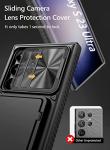 Vihibii for Samsung Galaxy S23 Ultra Case with Card Holder (4 Cards) & Sliding Camera Cover & Kickstand, Shockproof Rugged Hard Back & TPU Edge Wallet Cover for Galaxy S23 Ultra 5G 6.8" 2023, Black