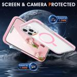 MILPROX Compatible with iPhone 15 Pro Max Case - with Screen Protector - Compatible with MagSafe - Magnetic Clear Trasparent Design - Non Yellowing Anti Slip - All PC Protective Phone Cover - Pink