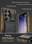 Vihibii for Samsung Galaxy S23 Ultra Case with Card Holder (4 Cards) & Sliding Camera Cover & Kickstand, Shockproof Rugged Hard Back & TPU Edge Wallet Cover for Galaxy S23 Ultra 5G 6.8" 2023, Black