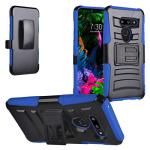 Eaglecell - Compatible with LG G8 ThinQ - Hybrid Armor Phone Case w/Stand/Belt Clip Holster - CV1 Blue