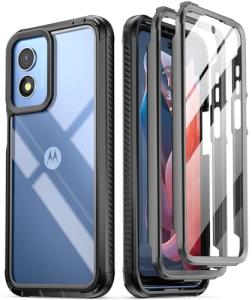 Poetic Guardian Case for Motorola Moto G Play 4G (2024), [20 FT Mil-Grade Drop Tested], Full-Body Hybrid Shockproof Cover with Built-in Screen Protector, Black/Clear