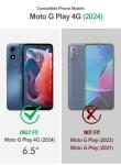 Poetic Guardian Case for Motorola Moto G Play 4G (2024), [20 FT Mil-Grade Drop Tested], Full-Body Hybrid Shockproof Cover with Built-in Screen Protector, Black/Clear