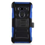 Eaglecell - Compatible with LG G8 ThinQ - Hybrid Armor Phone Case w/Stand/Belt Clip Holster - CV1 Blue
