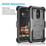 LG Stylo 4 Case, LG Q Stylus Holster Clip, Njjex [Nbeck] Shockproof Heavy Duty Built-in Screen Protector Rugged Locking Swivel Belt Clip Kickstand Hard Phone Cover for LG Styus 4/Stylo 4 Plus [Grey]