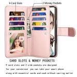Njjex Compatible with LG Stylo 6 Case/LG K71/LG Stylus 6/LG Stylo 6 Wallet Case, [9 Card Slots] PU Leather ID Credit Holder Folio Flip [Detachable] Kickstand Magnetic Phone Cover & Lanyard [Rose Gold]