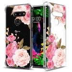 GREATRULY Floral Clear Pretty Phone Case for LG G8 ThinQ (2019 Release) for Women Girls,Flower Design Transparent Slim Soft Drop Proof TPU Bumper Cushion Silicone Cover Shell,FL-K