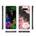 GREATRULY Floral Clear Pretty Phone Case for LG G8 ThinQ (2019 Release) for Women Girls,Flower Design Transparent Slim Soft Drop Proof TPU Bumper Cushion Silicone Cover Shell,FL-K