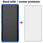 Phone Case for LG Velvet 5G/LGVelvet Verizon G5 UW T-mobile 2020 with Tempered Glass Screen Protector Cover Stand Kickstand Hard Rugged Hybrid Cell Accessories LM G900UM 4G Tmobile Cases Black Blue