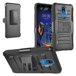 Z-GEN - for LG K40, Harmony 3, Xpression Plus 2 (2019) LM-X420, LG Solo LTE L423DL - Hybrid Armor Phone Case w/Stand/Belt Clip Holster + Tempered Glass Screen Protector - CV1 Black