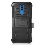 Z-GEN - for LG K40, Harmony 3, Xpression Plus 2 (2019) LM-X420, LG Solo LTE L423DL - Hybrid Armor Phone Case w/Stand/Belt Clip Holster + Tempered Glass Screen Protector - CV1 Black