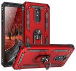 TJS Phone Case Compatible with LG Stylo 5/Stylo 5 Plus/Stylo 5V/Stylo 5X, Defender Metal Ring Magnetic Support Kickstand Heavy Duty (Red)