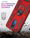 TJS Phone Case Compatible with LG Stylo 5/Stylo 5 Plus/Stylo 5V/Stylo 5X, Defender Metal Ring Magnetic Support Kickstand Heavy Duty (Red)