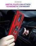 TJS Phone Case Compatible with LG Stylo 5/Stylo 5 Plus/Stylo 5V/Stylo 5X, Defender Metal Ring Magnetic Support Kickstand Heavy Duty (Red)