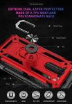 TJS Phone Case Compatible with LG Stylo 5/Stylo 5 Plus/Stylo 5V/Stylo 5X, Defender Metal Ring Magnetic Support Kickstand Heavy Duty (Red)