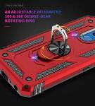 TJS Phone Case Compatible with LG Stylo 5/Stylo 5 Plus/Stylo 5V/Stylo 5X, Defender Metal Ring Magnetic Support Kickstand Heavy Duty (Red)