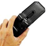 Case for LG Classic Flip Phone, Nakedcellphone [Black Vegan Leather] Form-Fit Cover with [Built-in Screen Protection] and [Metal Belt Clip] for LG Classic Flip (L125DL)