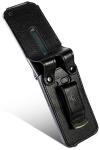 Case for LG Classic Flip Phone, Nakedcellphone [Black Vegan Leather] Form-Fit Cover with [Built-in Screen Protection] and [Metal Belt Clip] for LG Classic Flip (L125DL)