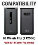 Case for LG Classic Flip Phone, Nakedcellphone [Black Vegan Leather] Form-Fit Cover with [Built-in Screen Protection] and [Metal Belt Clip] for LG Classic Flip (L125DL)