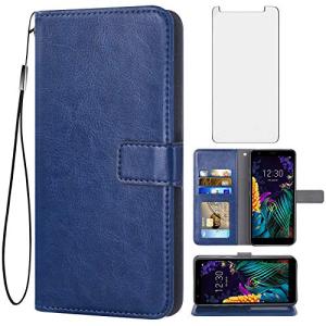 Asuwish Compatible with LG Aristo 4 Plus 4+/Tribute Royal X320/Escape Plus/Journey LTE L322DL/K30 2019/Arena 2/X2 2019/Prime 2 Wallet Case Tempered Glass Screen Protector Leather Card Holder Blue