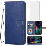 Asuwish Compatible with LG Aristo 4 Plus 4+/Tribute Royal X320/Escape Plus/Journey LTE L322DL/K30 2019/Arena 2/X2 2019/Prime 2 Wallet Case Tempered Glass Screen Protector Leather Card Holder Blue