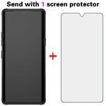 Phone Case for LG Velvet 5G/LGVelvet Verizon G5 UW T-mobile 2020 with Tempered Glass Screen Protector Cover and Stand Kickstand Hard Rugged Hybrid Cell Accessories LM G900UM 4G Tmobile Cases Men Black