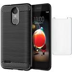 Asuwish Phone Case for LG Aristo 2 3 Plus/Rebel 4 LTE/Tribute Empire Dynasty/Zone 4/K8 Plus 2018 K8S with Screen Protector Cover and Cell Accessories Slim Soft TPU Astro 2+ 3+ K8+ 4G Women Men Black