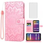 Phone Case for LG Stylo 5/5+/5V/5X/Stylo5 Plus Wallet Cases with Tempered Glass Screen Protector Leather Slim Flip Cover Card Holder Stand Cell Accessories LGStylo5 Stylus 5plus Five Women Rose Gold
