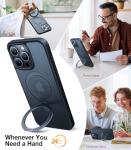 TORRAS Magnetic Ostand for iPhone 15 Pro Max Case, Military Grade Drop Tested, Compatible with MagSafe, Built in Kickstand, Translucent Slim Back Soft Edge 6.7 inch 2023, Frost Black