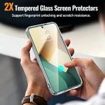 Oterkin for Samsung Galaxy S23 Case,[Anti-Yellowing Technology] with [2Pcs Tempered Glass Screen Protector][Built-in 4 Airbags][10FT Military Protection] S23 Phone Case (Clear)