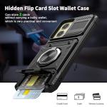 Vofolen for Motorola Moto G Stylus 5G 2024 Case with Card Holder [Store 2 Cards] + 360° Magnetic Rotated Ring Kickstand Dual Layer Heavy Duty Protective Wallet Phone Case for Women Men, Black